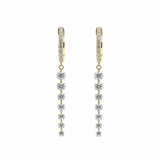 Earrings Rose Gold 14K Gold Invisible Set Laser Drilled Graduated Drop Round Diamond Huggie Hoops Earrings, 2.45 ct, Lab Grown
