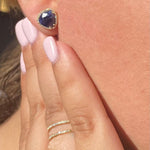 Earrings Rose Gold 14K Gold Organic Sapphire and Diamond Stud Earrings
