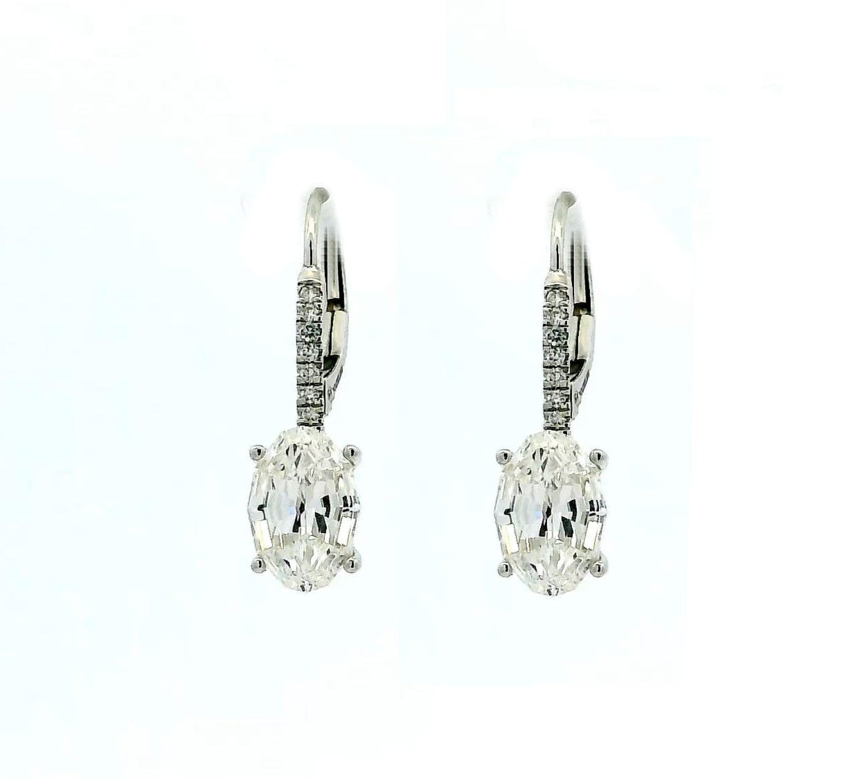 Earrings Rose Gold 14K Gold Pave Diamond Step Oval Cut Diamond Drop Earrings, Lab Grown Diamonds