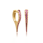 Earrings Rose Gold 14K Gold Pink Sapphire Dagger Hoops Earrings