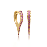 Earrings Rose Gold 14K Gold Pink Sapphire Dagger Hoops Earrings