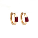 Earrings Rose Gold 14K Gold Ruby Huggie Hoops Earrings