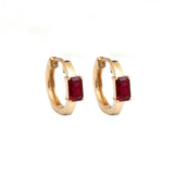 Earrings Rose Gold 14K Gold Ruby Huggie Hoops Earrings