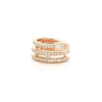 Earrings Rose Gold 14K Gold Triple Row Emerald Diamond Cuff Hoop Earring
