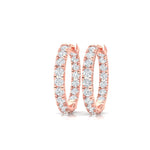 Earrings Rose Gold / 14K Inside Outside Small Diamond Hoop Earrings Lab Grown