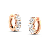 Earrings Rose Gold 14K or 18K Gold East West Round Diamond Huggie Hoop Earrings, lab grown