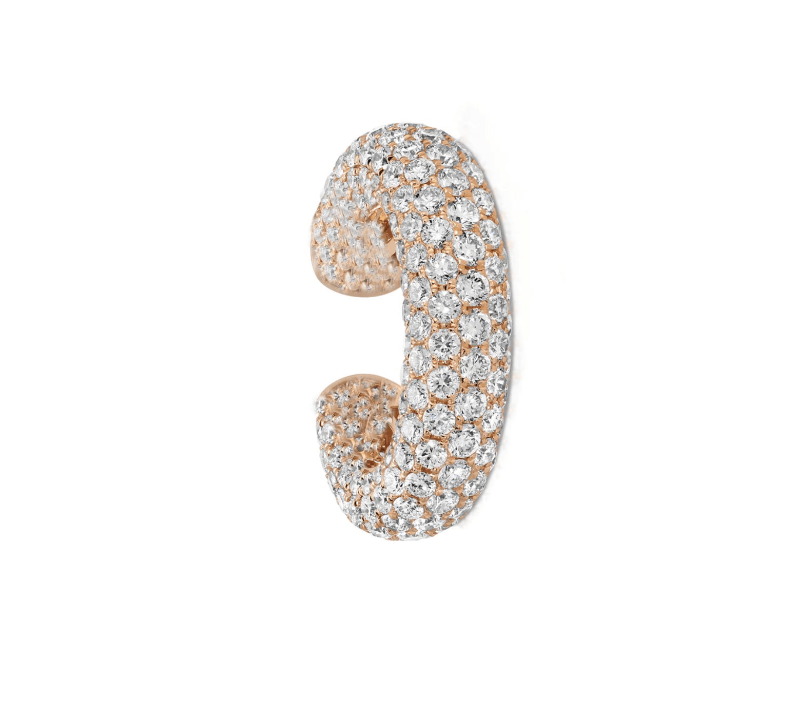 Earrings Rose Gold 14K or 18K Gold Pave Diamond Cuff Earring