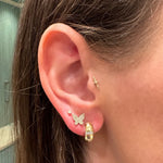 Earrings Rose Gold 14K Thick Gold and Diamond Hoop Earrings