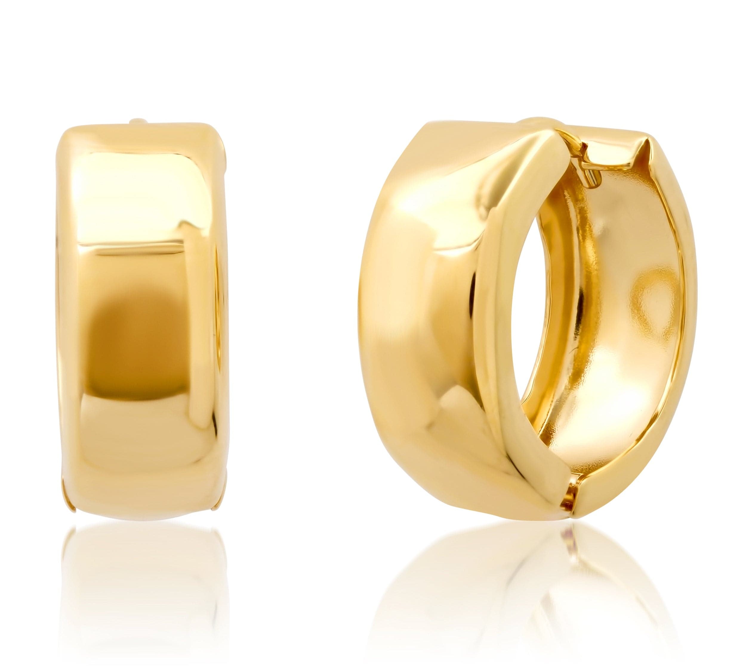 Earrings Rose Gold 14K Thick Gold Dome Hoop Earrings