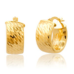 Earrings Rose Gold 14K Thick Gold Textured Dome Hoop Earrings