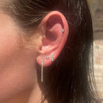 Earrings Rose Gold / 14K Thin Tennis Dangle Stud Earrings, 22 Diamonds, Lab Grown