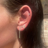 Earrings Rose Gold / 14K Thin Tennis Dangle Stud Earrings, 22 Diamonds, Lab Grown