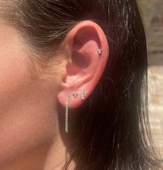Earrings Rose Gold / 14K Thin Tennis Dangle Stud Earrings, 22 Diamonds, Lab Grown
