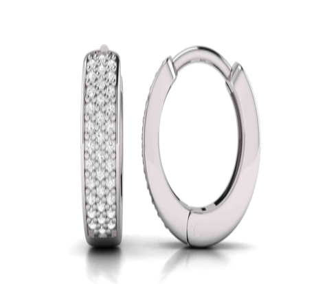 Earrings Rose Gold / 14K Triple Diamond Hoop Earrings Lab Grown