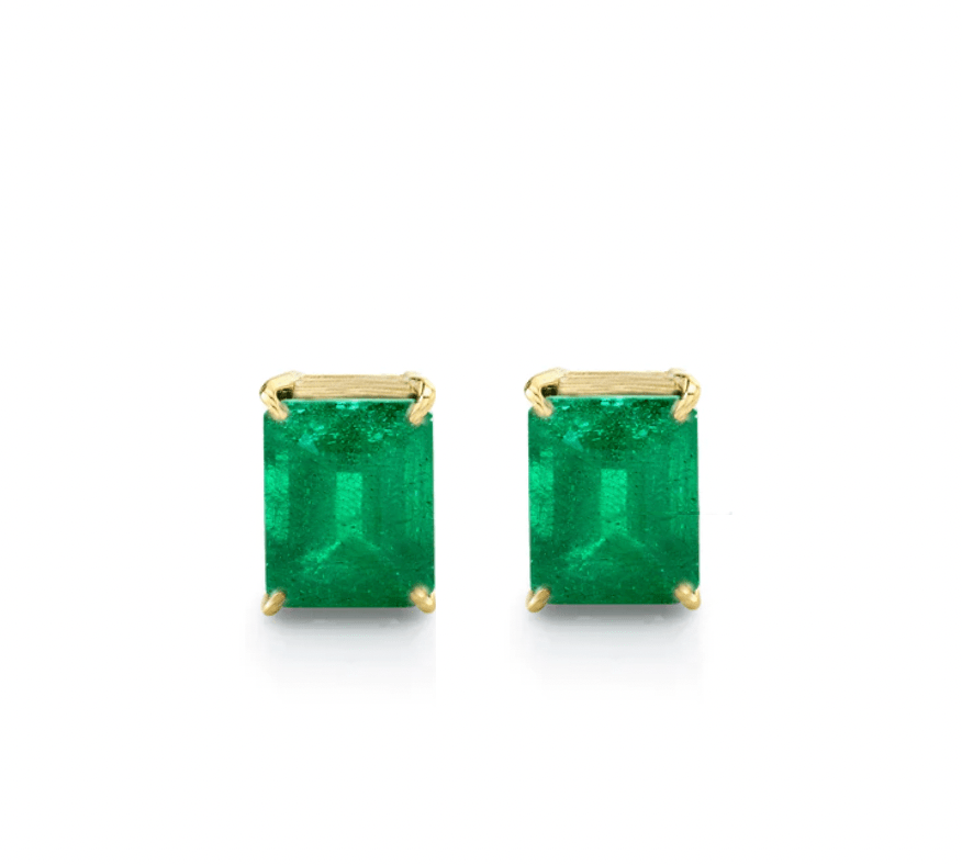 Earrings Rose Gold / 18K Copy of 14K & 18K Gold Emerald Stud Earrings, 5 x 3 mm