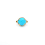 Earrings Rose Gold 18K Gold Turquoise and Pave Diamond Ring