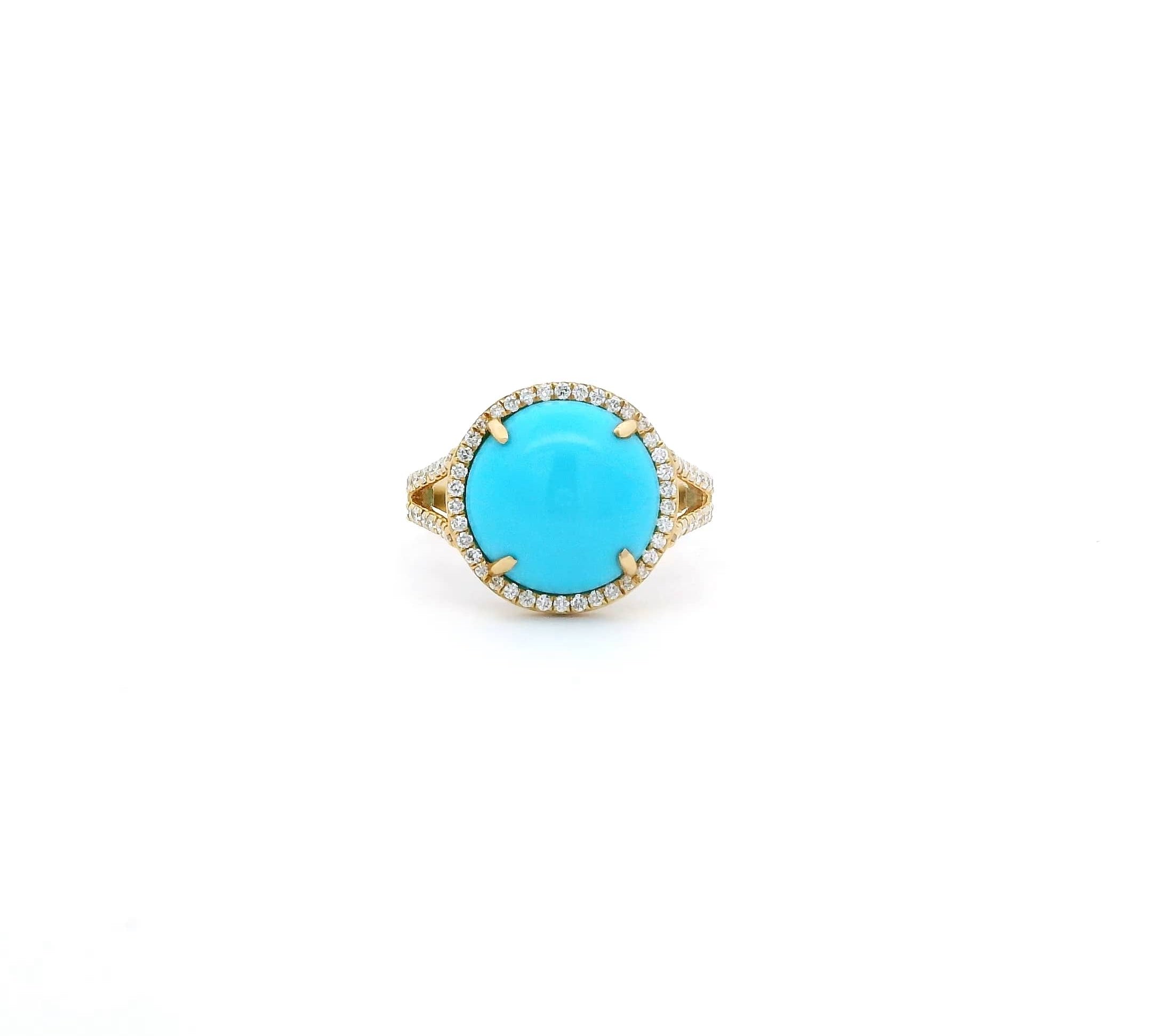 Earrings Rose Gold 18K Gold Turquoise and Pave Diamond Ring