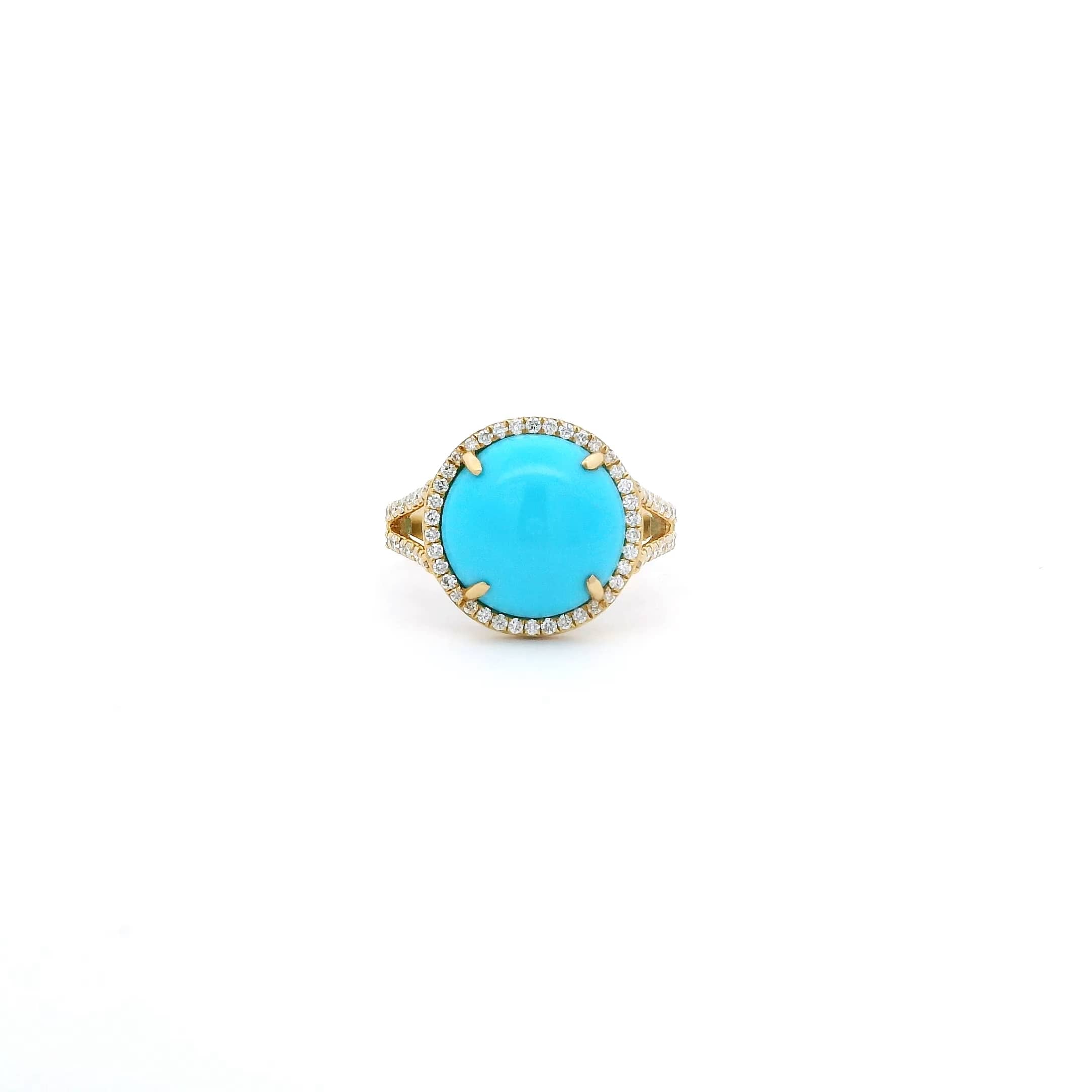 Earrings Rose Gold 18K Gold Turquoise and Pave Diamond Ring