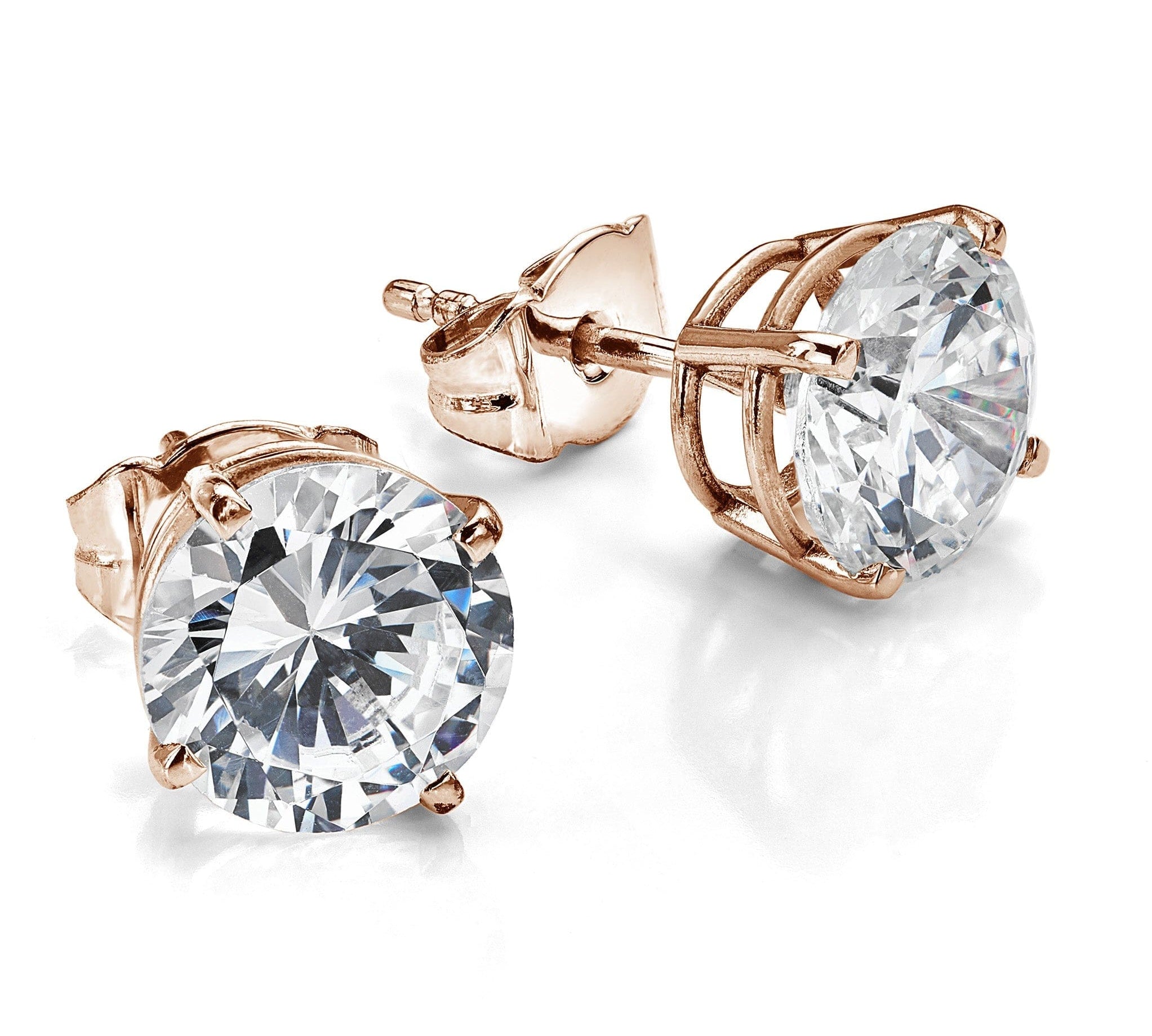 Earrings Rose Gold / 2.0 ct each stone (4ct total) / E/F VVS/VS 14K &18K Gold Diamond Stud Earrings Lab Grown