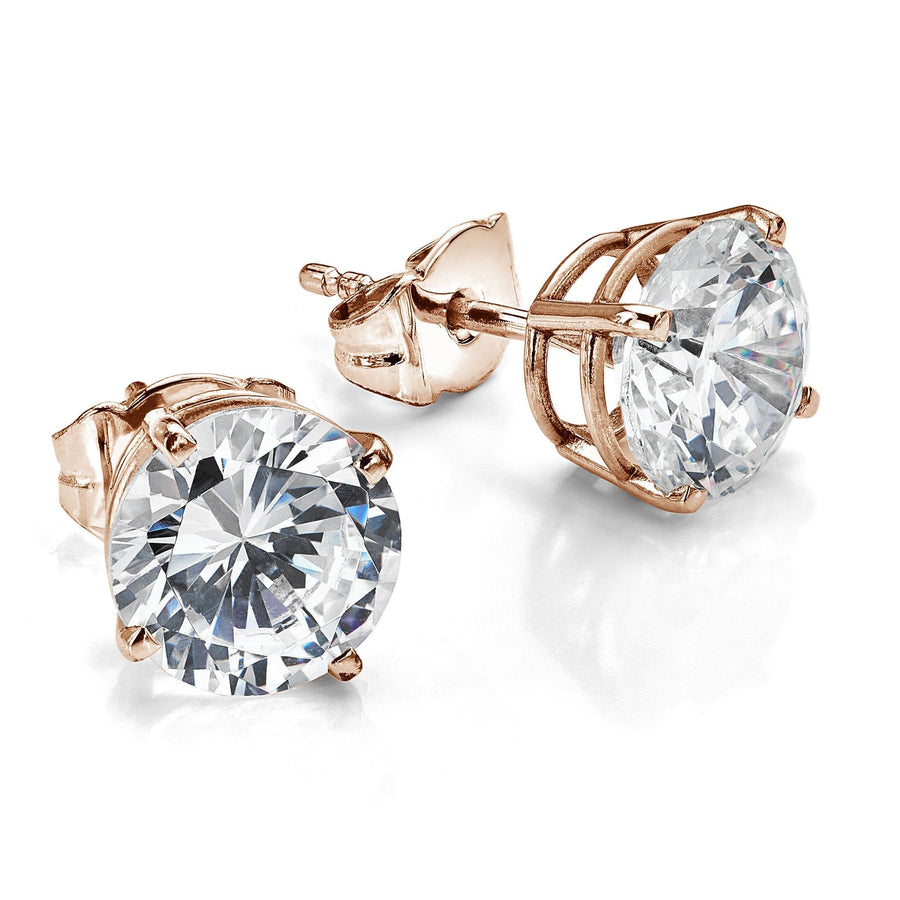 Earrings Rose Gold / 2.0 ct each stone (4ct total) / E/F VVS/VS 14K &18K Gold Diamond Stud Earrings Lab Grown