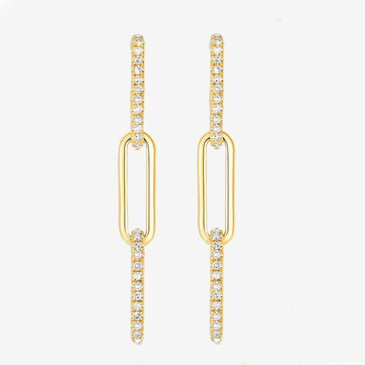 Earrings Rose Gold 3 Ring Paperclip and Diamond Drop Earrings