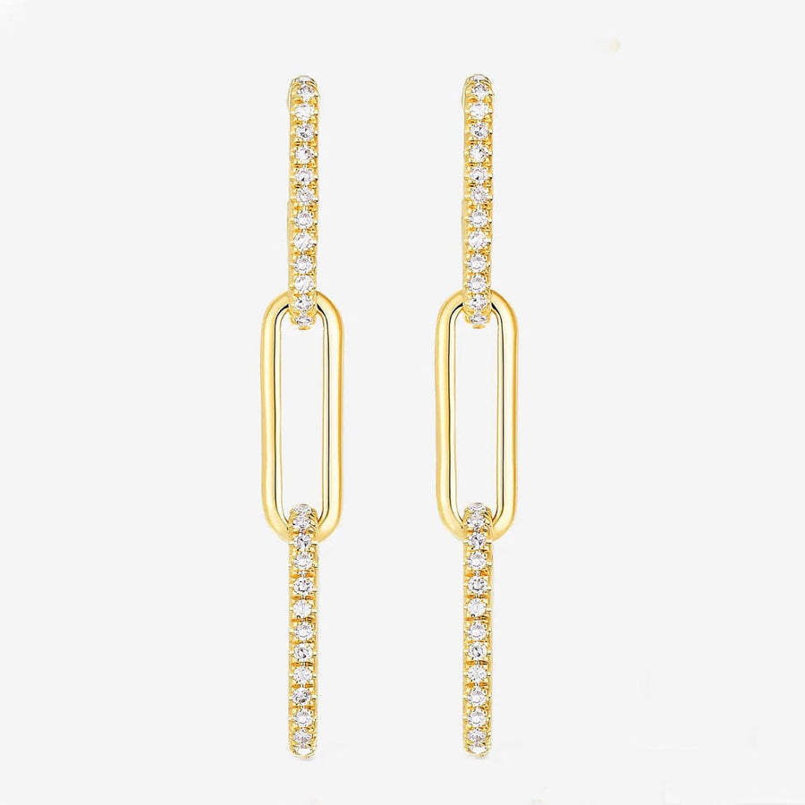 Earrings Rose Gold 3 Ring Paperclip and Diamond Drop Earrings