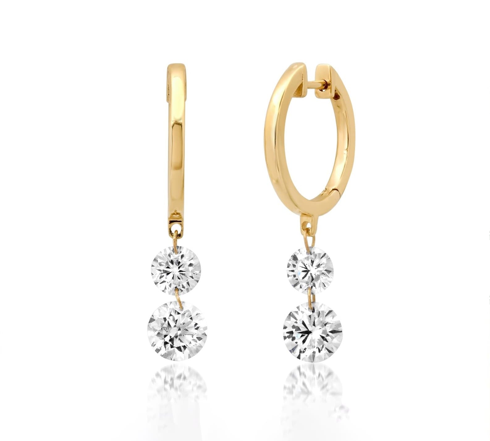 Earrings Rose Gold / 4.65 cts 14K Gold Invisible Set Laser Drilled Round Diamond Earrings, Lab Grown