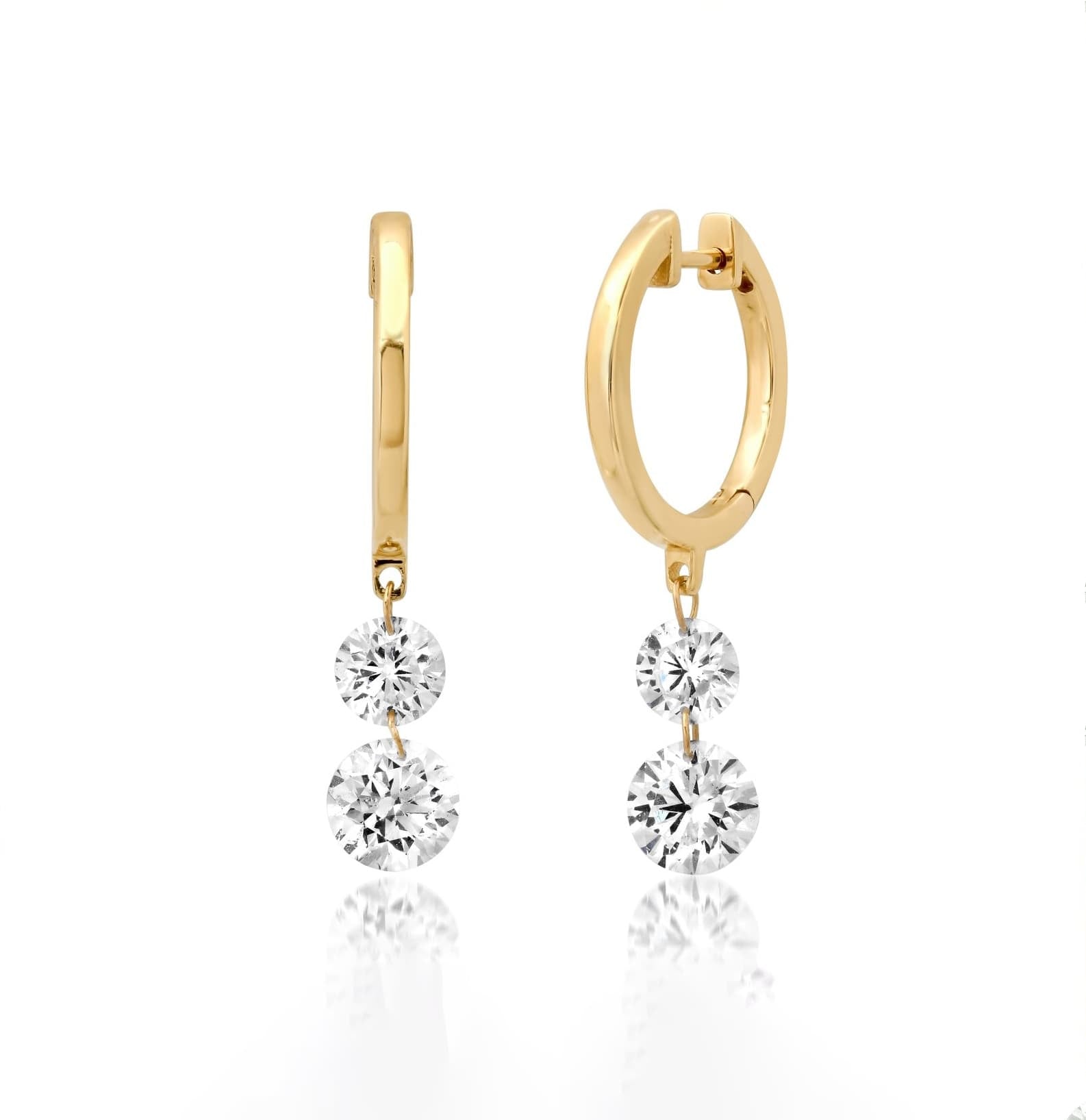 Earrings Rose Gold / 4.65 cts 14K Gold Invisible Set Laser Drilled Round Diamond Earrings, Lab Grown