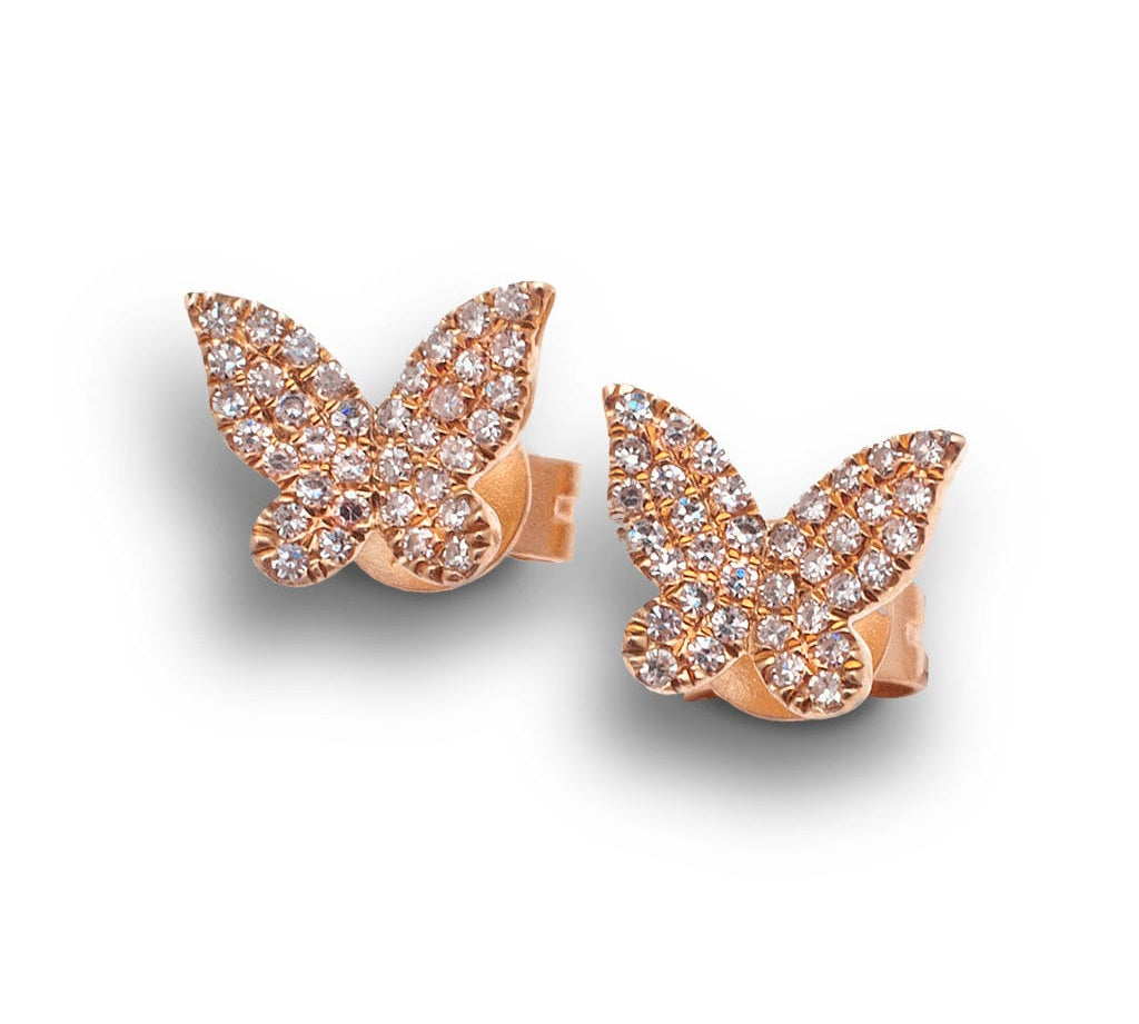 Earrings Rose Gold Butterfly Diamond Stud Earrings