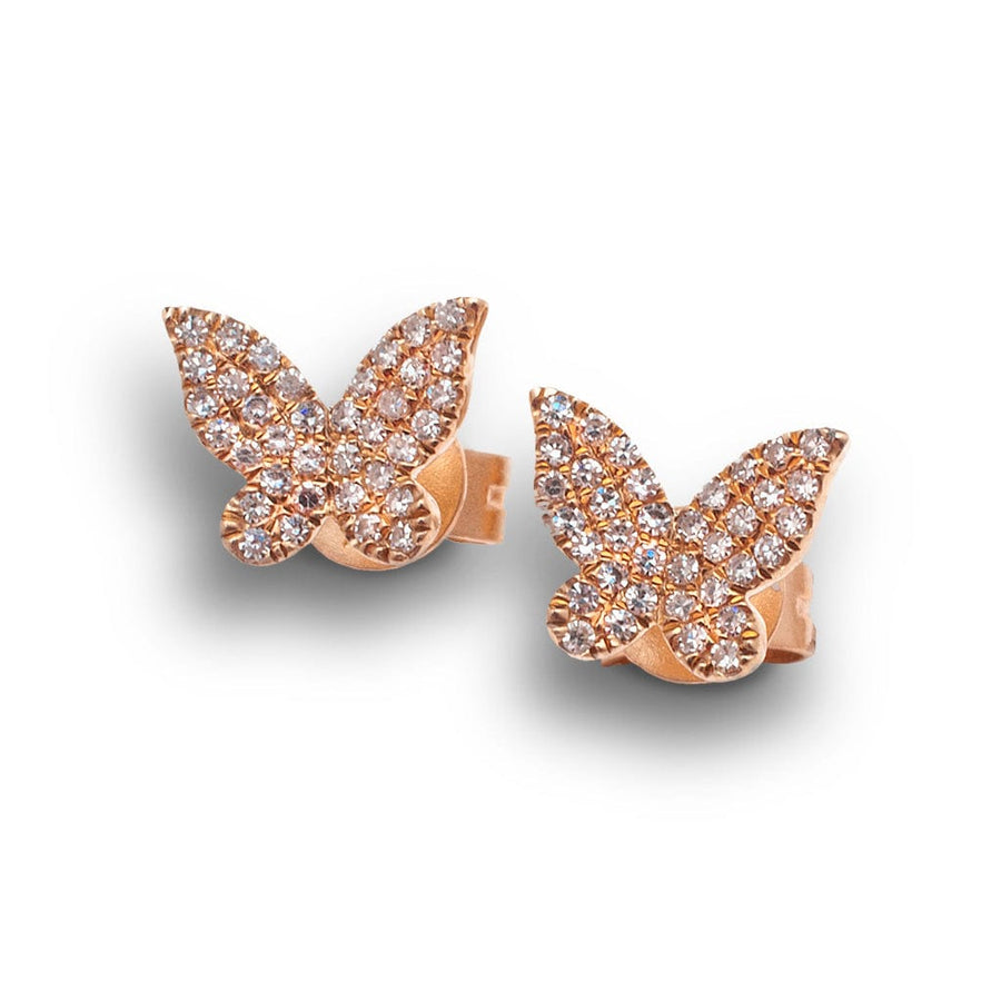 Earrings Rose Gold Butterfly Diamond Stud Earrings