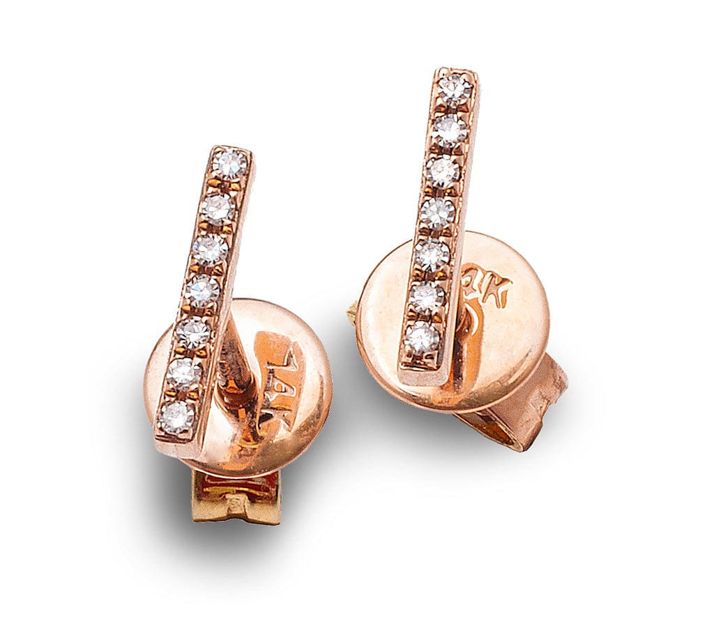 Earrings Rose Gold Diamond Bar Stud Earrings