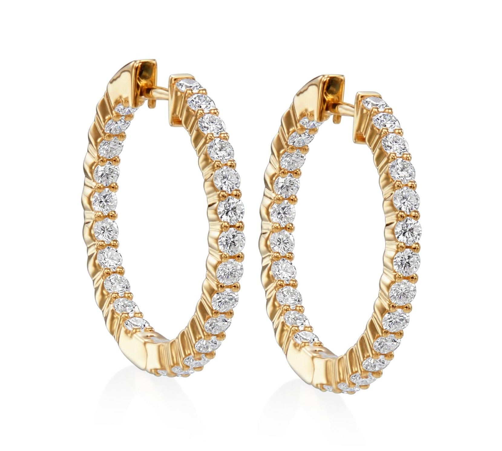 Earrings Rose Gold Diamond Inside-Outside Hoop Earrings