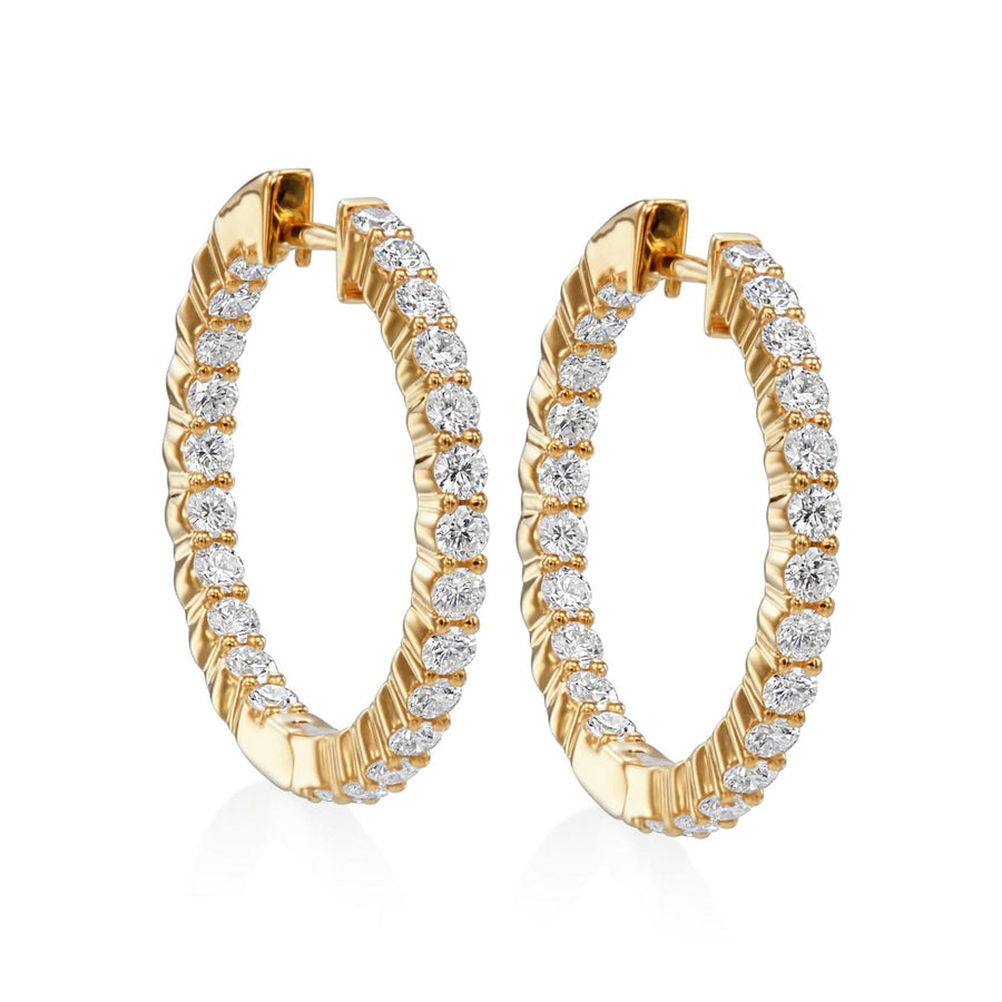 Earrings Rose Gold Diamond Inside-Outside Hoop Earrings