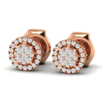 Earrings Rose Gold Halo Diamond Stud Earrings Lab Grown