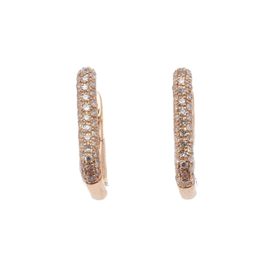 Earrings Rose Gold Rectangle Micro-Pave Diamond Hoop Earrings