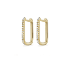 Earrings Small Rectangle Micro-Pave Diamond Hoop Earrings, Single Diamond Row