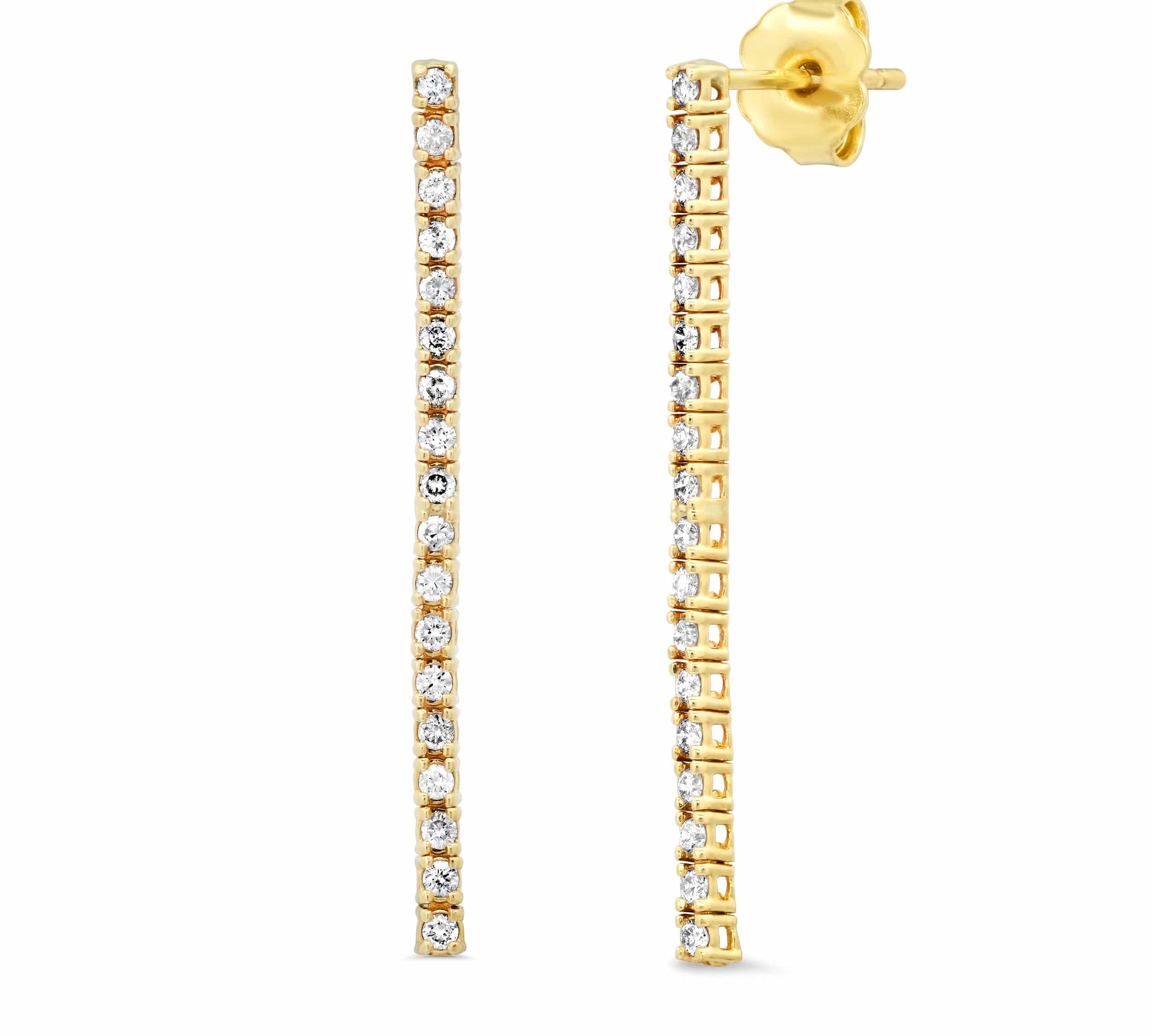 Earrings Thin Tennis Dangle Stud Earrings, 22 Diamonds, Lab Grown