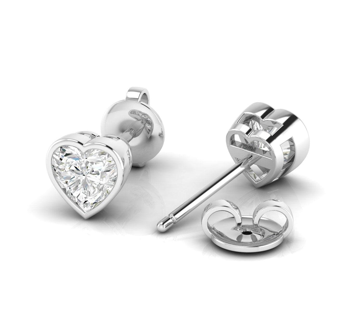 Earrings White Gold / 14K / .5 carats total weight 14K & 18K Gold Heart Bezel Set Stud Earrings