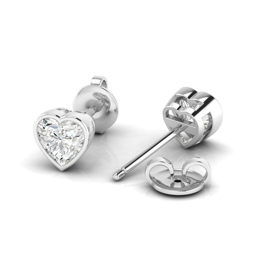 Earrings White Gold / 14K / .5 carats total weight 14K & 18K Gold Heart Bezel Set Stud Earrings