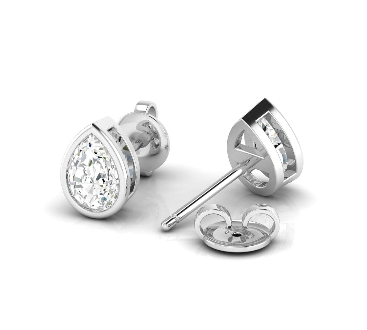Earrings White Gold / 14K / .5 carats total weight 14K & 18K Gold Pear Bezel Set Diamond Stud Earrings, Lab Grown