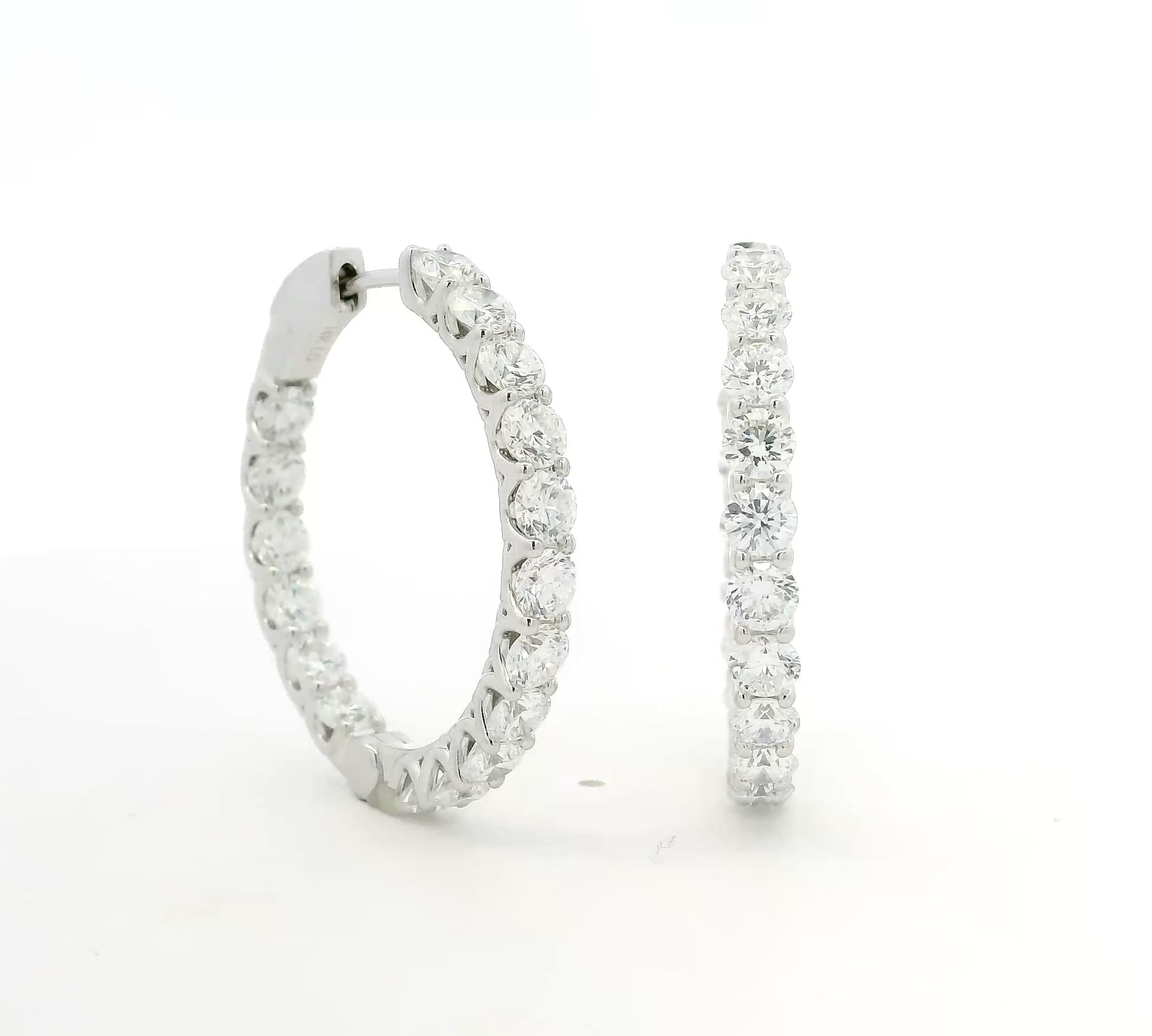 Earrings White Gold 14K Gold Diamond Inside-Outside Hoop Earrings, XLarge, Lab Grown