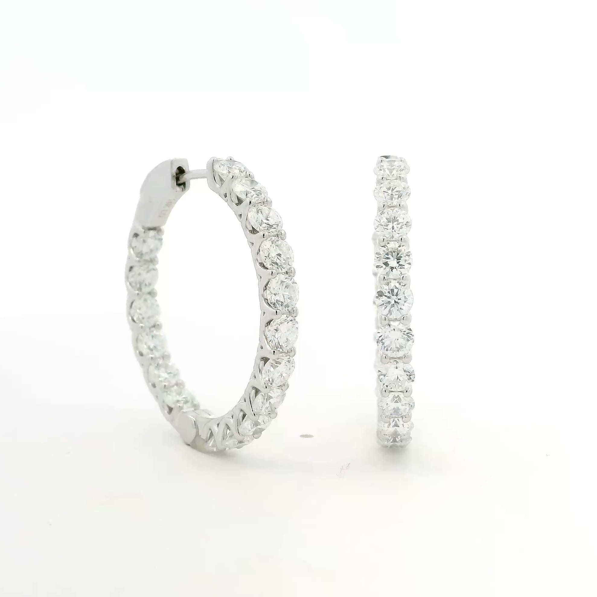 Earrings White Gold 14K Gold Diamond Inside-Outside Hoop Earrings, XLarge, Lab Grown