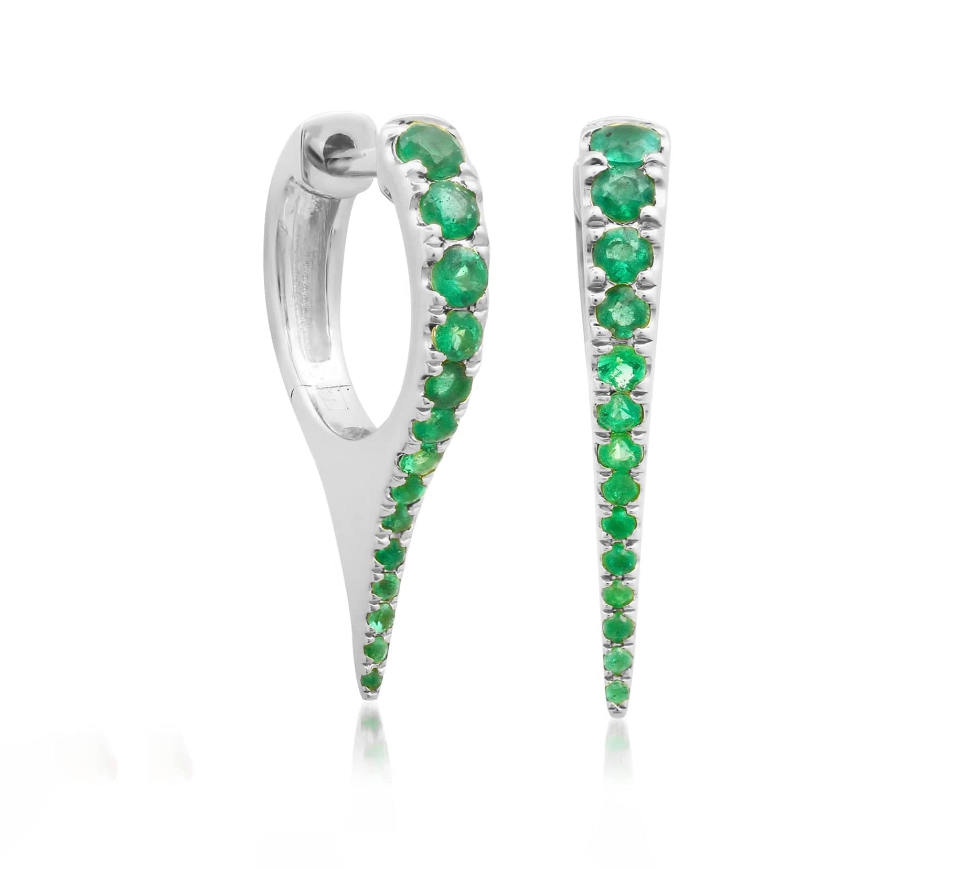 Earrings White Gold 14K Gold Emerald Dagger Hoops Earrings