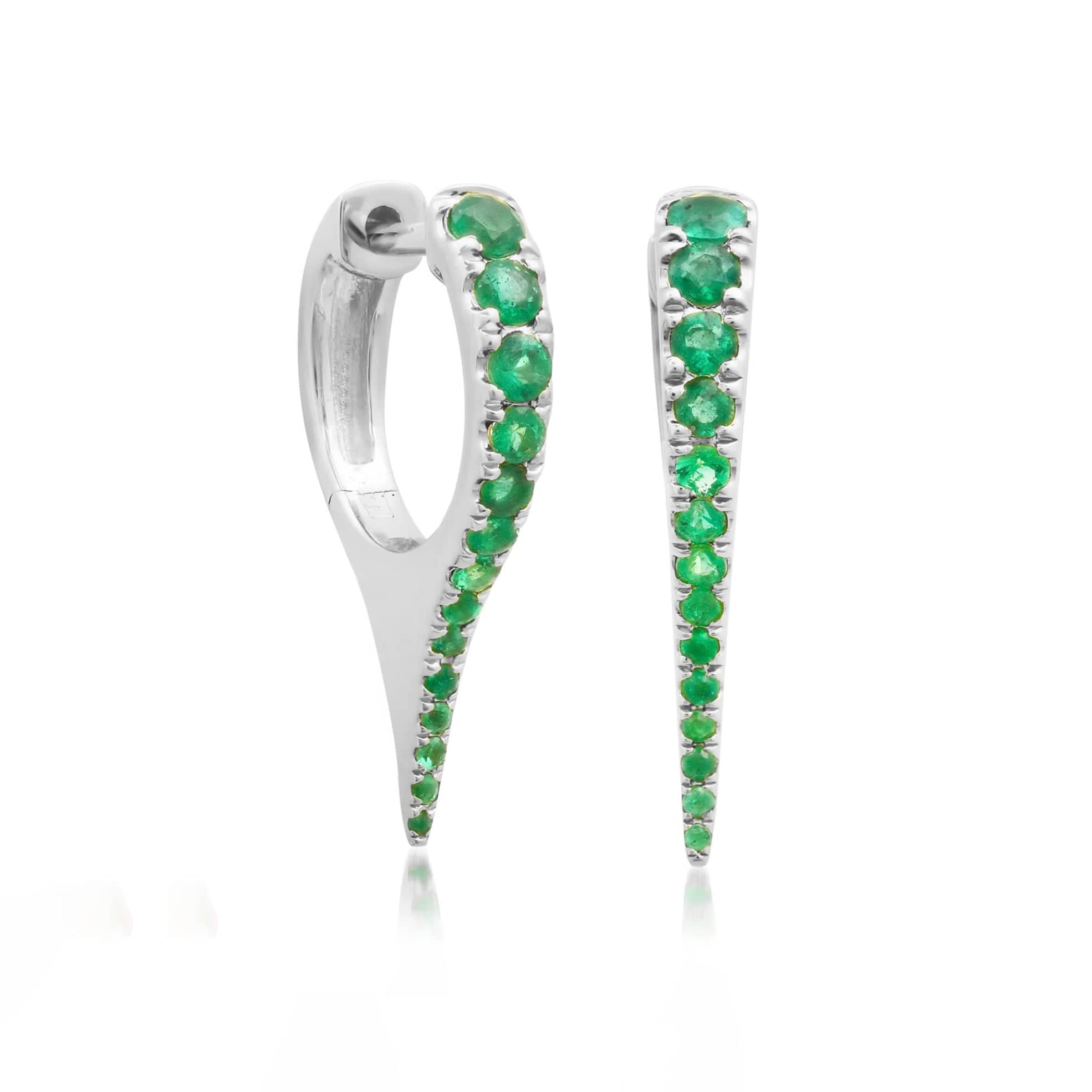 Earrings White Gold 14K Gold Emerald Dagger Hoops Earrings