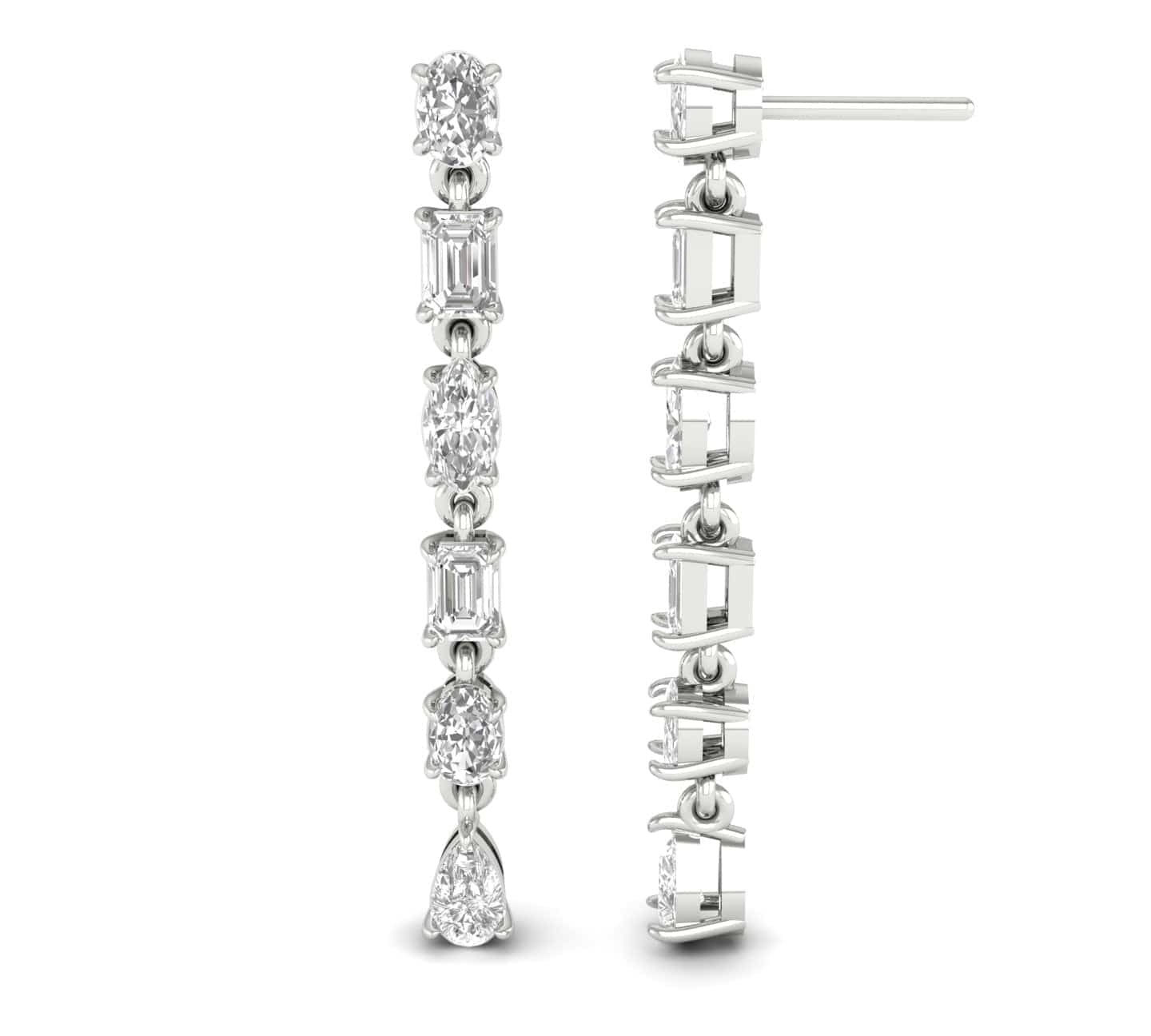 Earrings White Gold / 14K Multi-Diamond Dangle Earrings, Lab Grown
