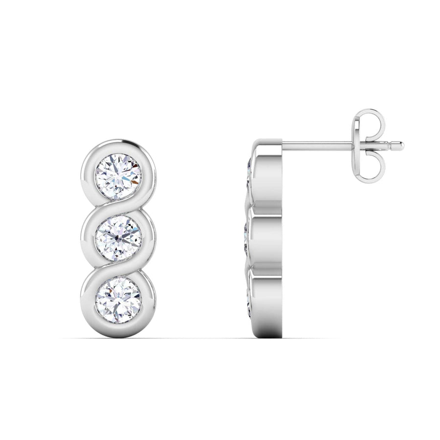 Earrings White Gold / 14K Trio Diamond Drop Earrings, Lab Grown