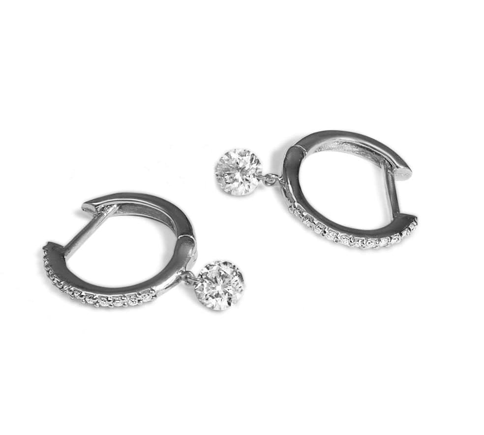 Earrings White Gold 18K Gold Drilled Diamond Huggie Hoops Earrings