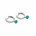 Earrings White Gold 18K Gold Drilled Emerald Huggie Hoops Earrings
