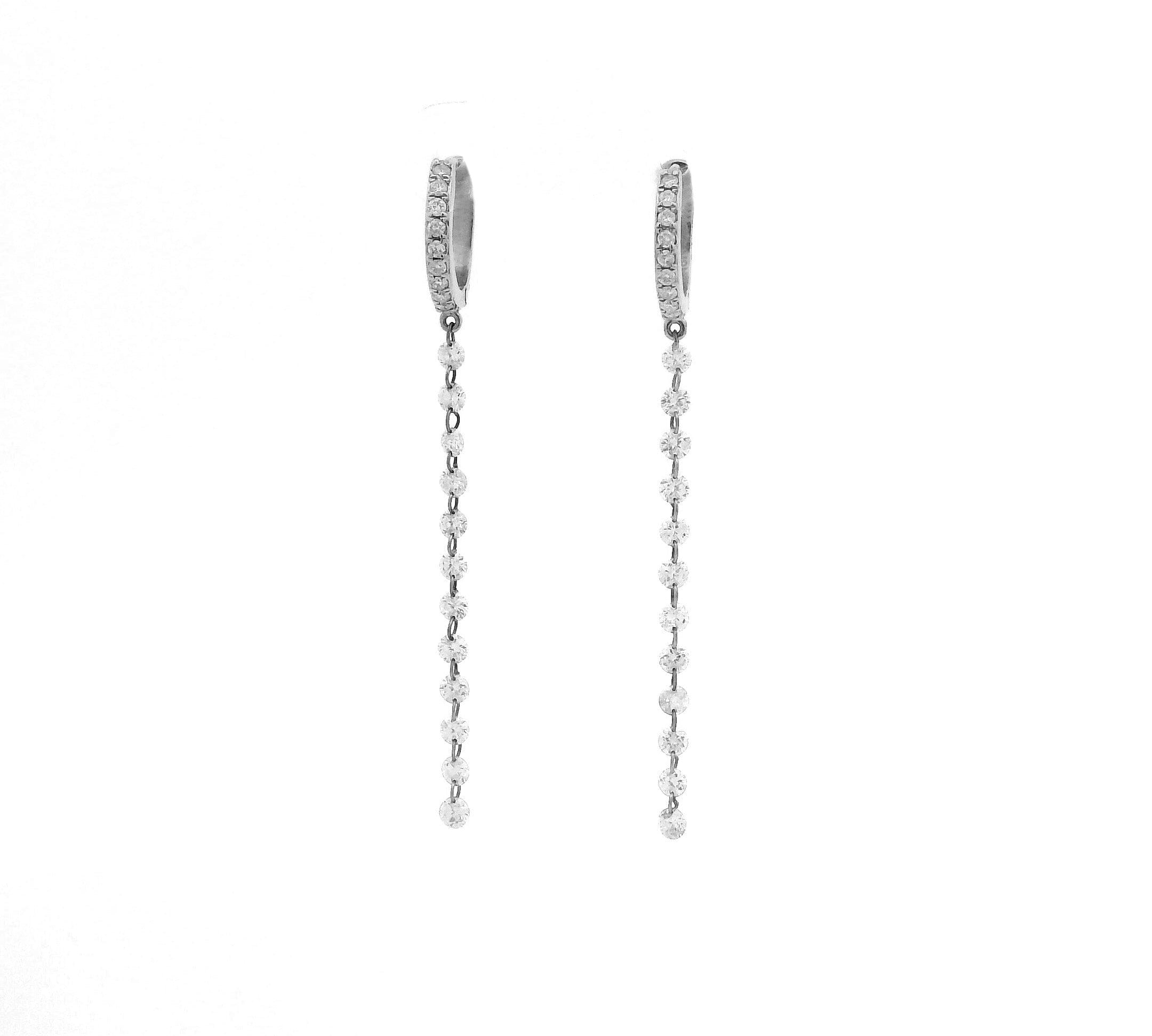 Earrings White Gold 18K Gold Invisible Set Laser Drilled Drop Diamond Huggie Hoops Earrings
