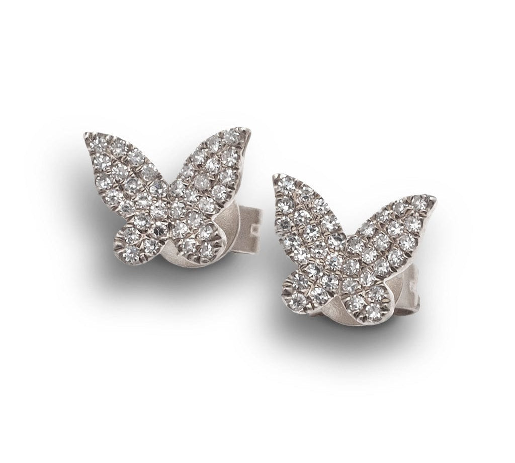 Earrings White Gold Butterfly Diamond Stud Earrings